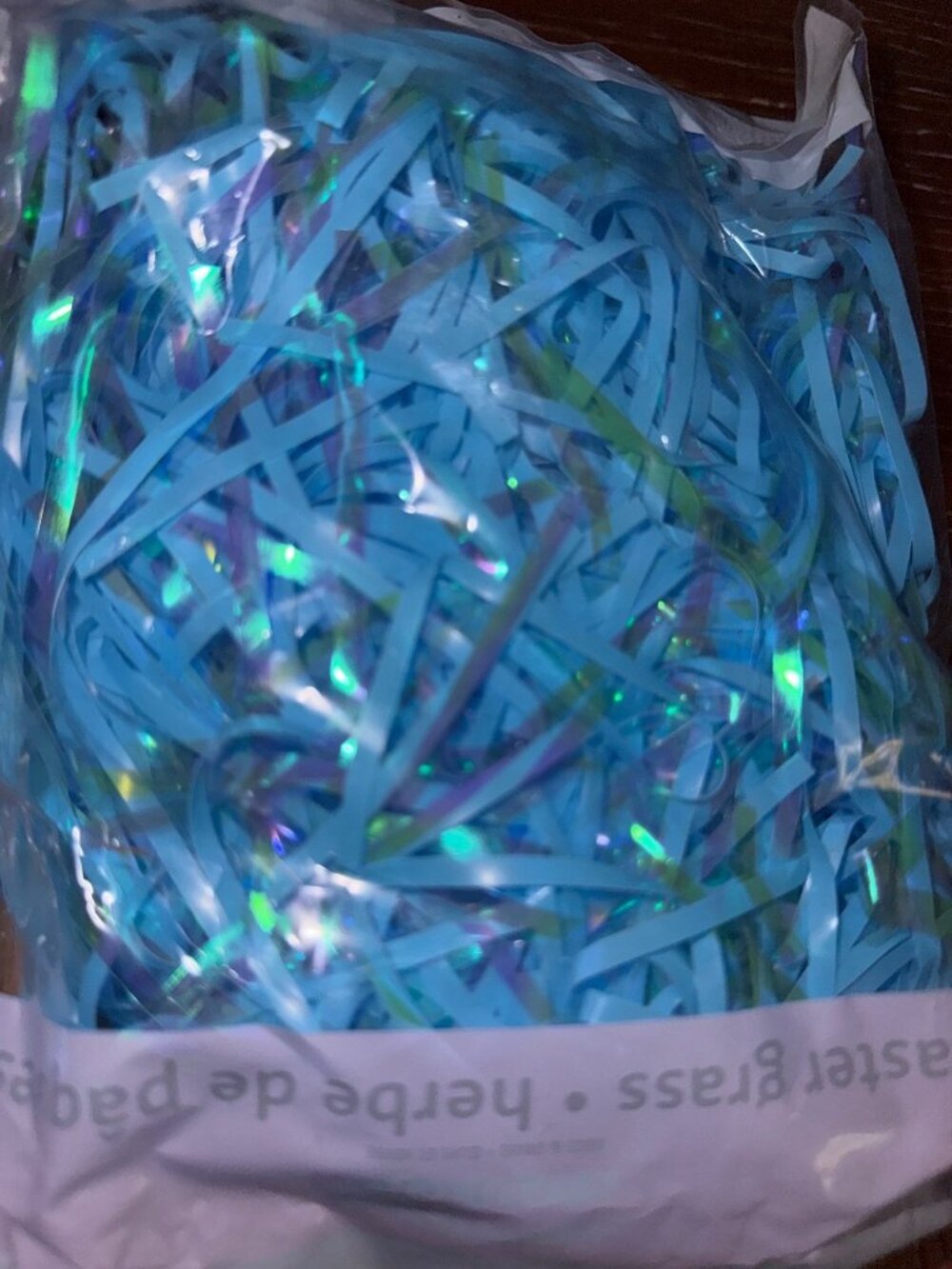 Easter Grass Shredded Filler 2-Pack Blue With Iridescent Highlights Perfect For - Picture 2 of 2